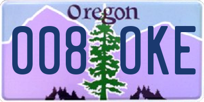 OR license plate 008OKE