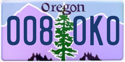 OR license plate 008OKO