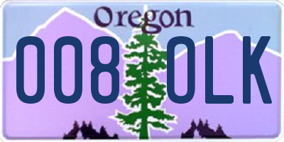 OR license plate 008OLK