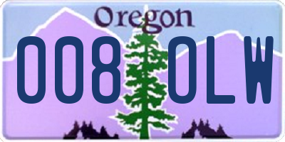 OR license plate 008OLW