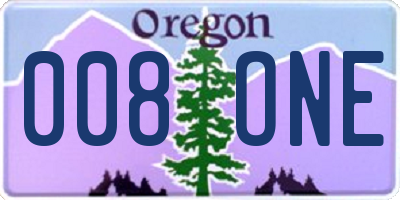 OR license plate 008ONE
