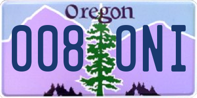 OR license plate 008ONI