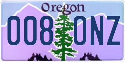 OR license plate 008ONZ