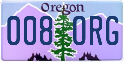 OR license plate 008ORG
