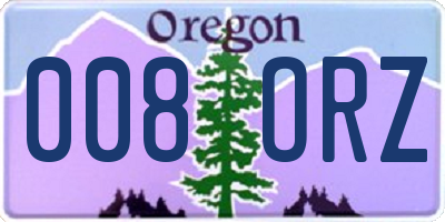 OR license plate 008ORZ