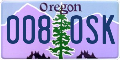 OR license plate 008OSK