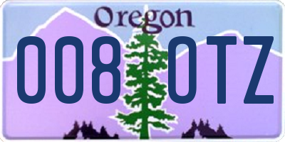 OR license plate 008OTZ