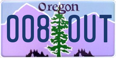 OR license plate 008OUT