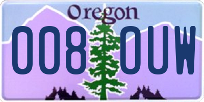 OR license plate 008OUW