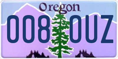 OR license plate 008OUZ