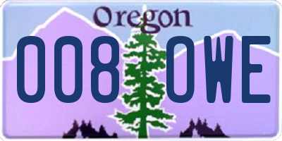 OR license plate 008OWE