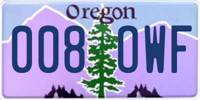 OR license plate 008OWF