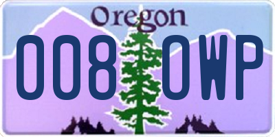 OR license plate 008OWP