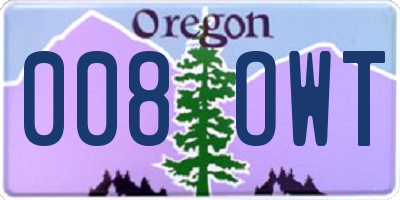 OR license plate 008OWT