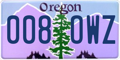 OR license plate 008OWZ