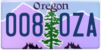 OR license plate 008OZA