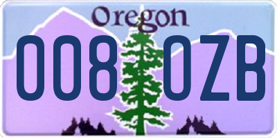 OR license plate 008OZB