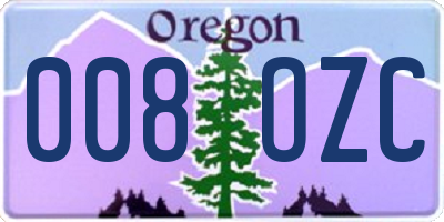 OR license plate 008OZC