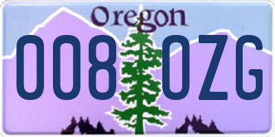 OR license plate 008OZG