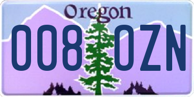 OR license plate 008OZN
