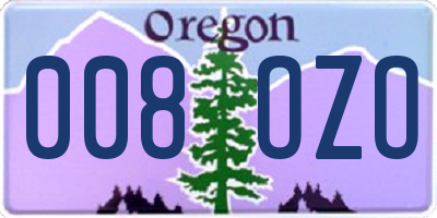 OR license plate 008OZO