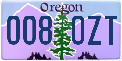 OR license plate 008OZT