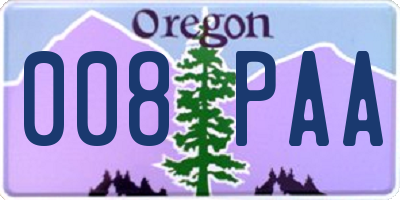OR license plate 008PAA