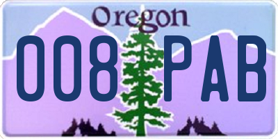 OR license plate 008PAB