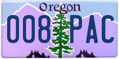 OR license plate 008PAC