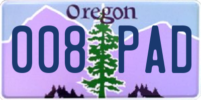 OR license plate 008PAD
