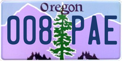 OR license plate 008PAE