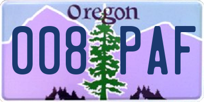 OR license plate 008PAF