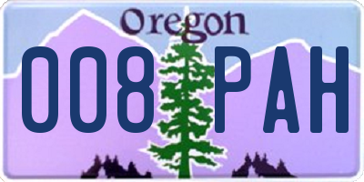 OR license plate 008PAH
