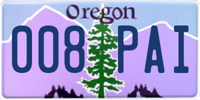 OR license plate 008PAI