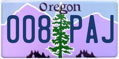 OR license plate 008PAJ