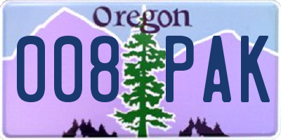 OR license plate 008PAK