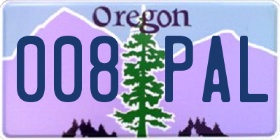 OR license plate 008PAL