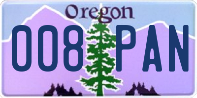 OR license plate 008PAN