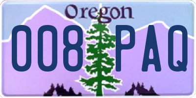 OR license plate 008PAQ