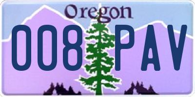 OR license plate 008PAV