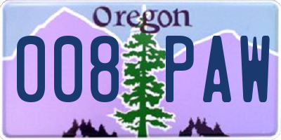 OR license plate 008PAW