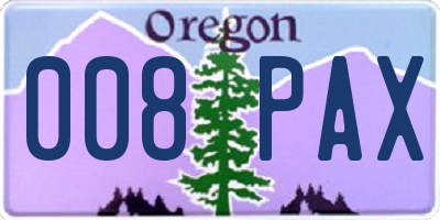 OR license plate 008PAX