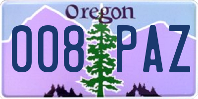 OR license plate 008PAZ