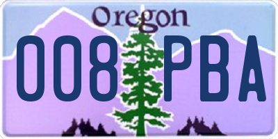 OR license plate 008PBA
