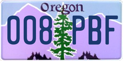 OR license plate 008PBF