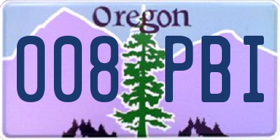 OR license plate 008PBI