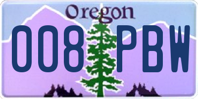 OR license plate 008PBW