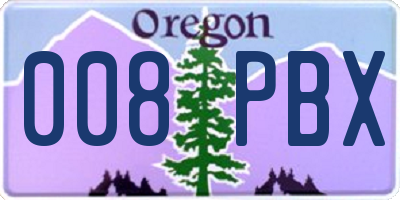 OR license plate 008PBX