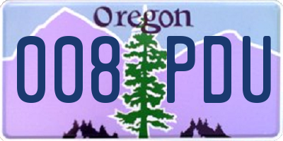 OR license plate 008PDU