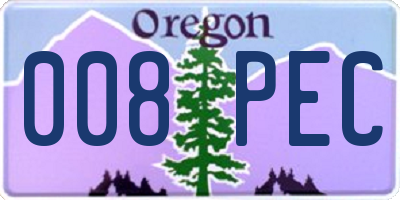 OR license plate 008PEC